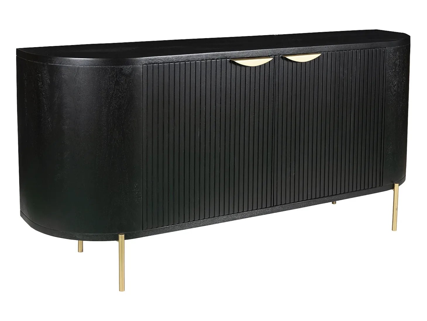 Aparador con 2 puertas de madera de mango y metal dorado - Negro - NEVILI