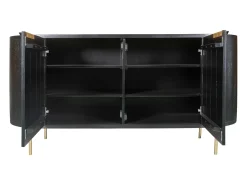 Aparador con 2 puertas de madera de mango y metal dorado - Negro - NEVILI