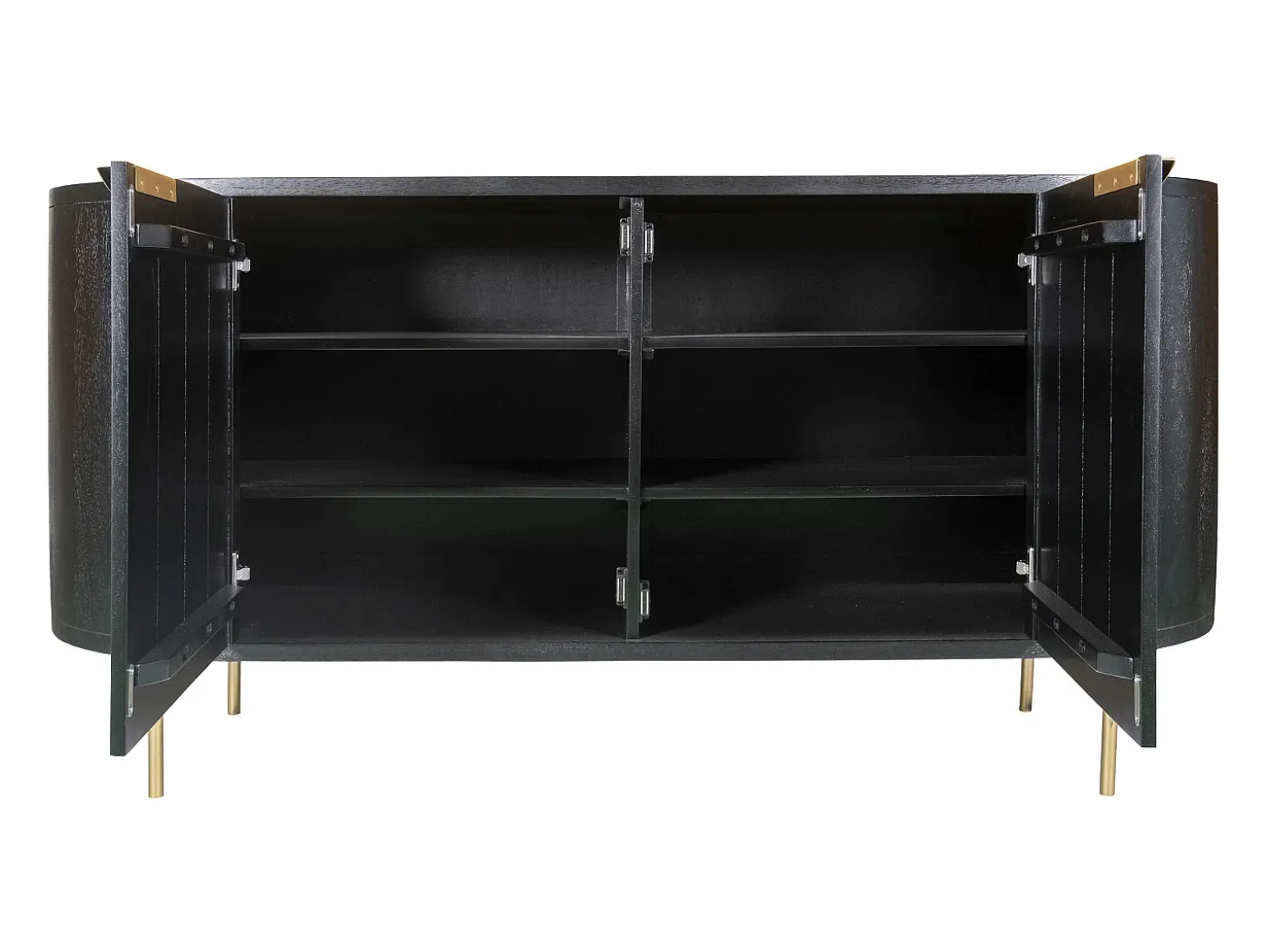 Aparador con 2 puertas de madera de mango y metal dorado - Negro - NEVILI