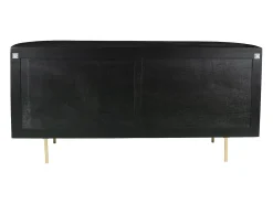 Aparador con 2 puertas de madera de mango y metal dorado - Negro - NEVILI