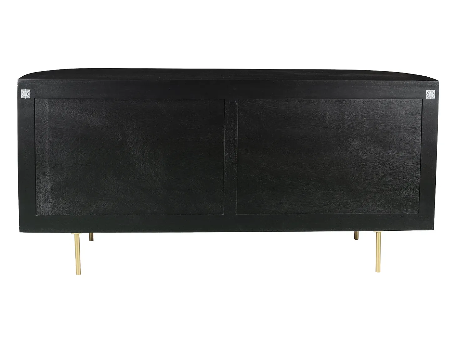 Aparador con 2 puertas de madera de mango y metal dorado - Negro - NEVILI