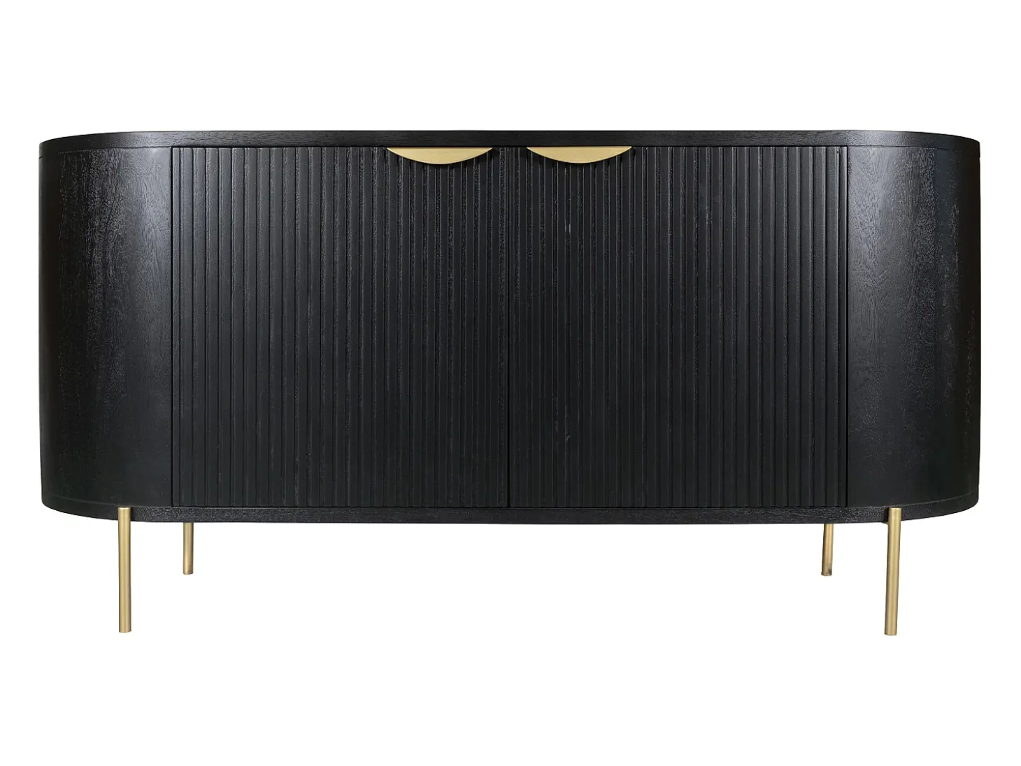Aparador con 2 puertas de madera de mango y metal dorado - Negro - NEVILI