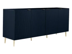 Aparador con 4 puertas de MDF y acero - Azul y dorado - YESINIA