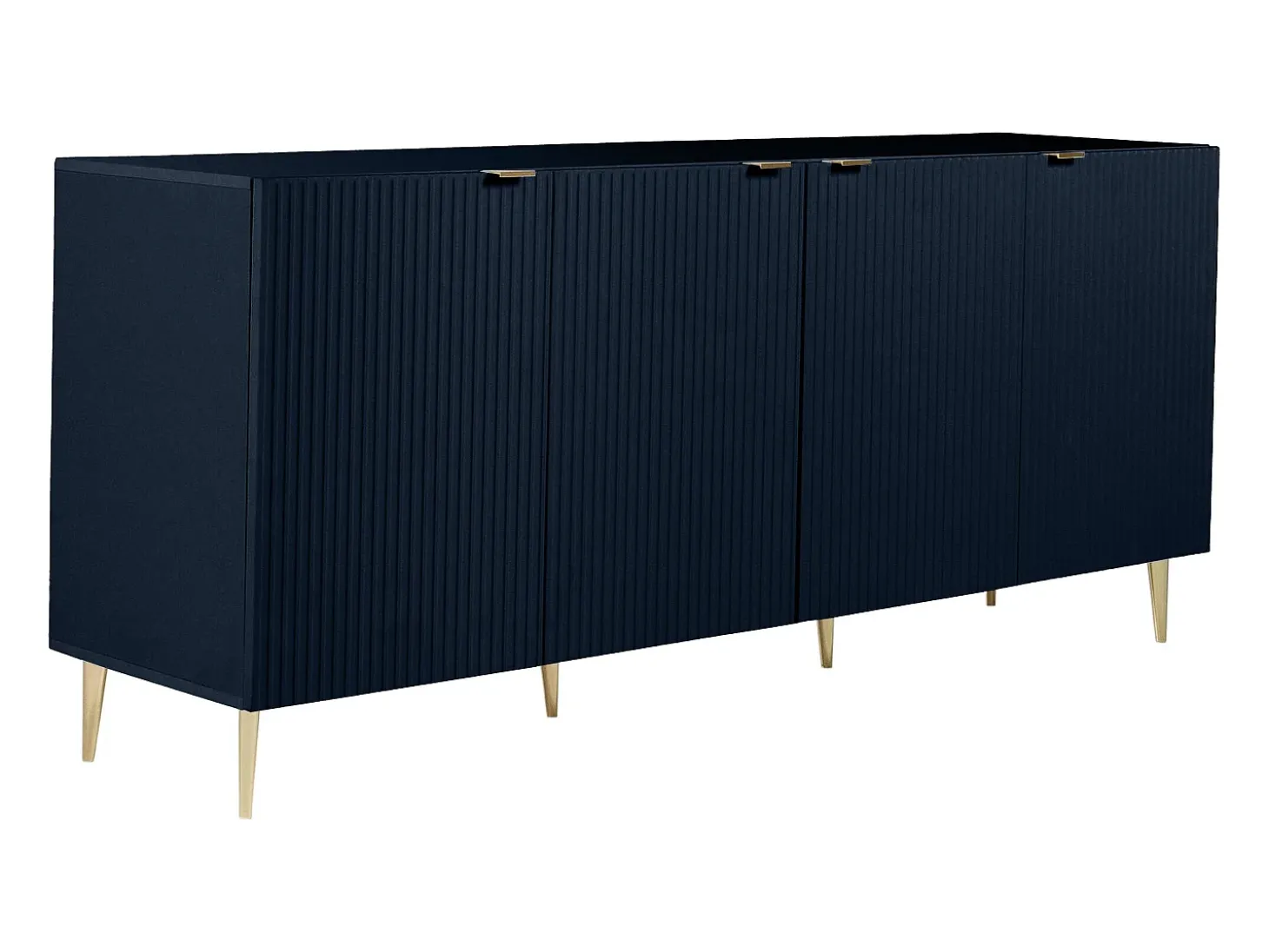 Aparador con 4 puertas de MDF y acero - Azul y dorado - YESINIA