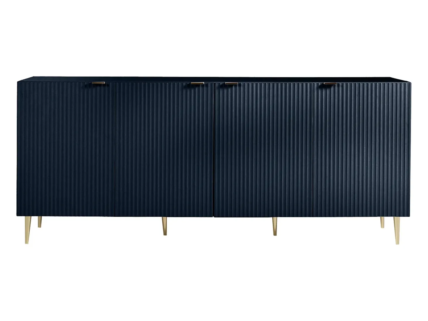 Aparador con 4 puertas de MDF y acero - Azul y dorado - YESINIA
