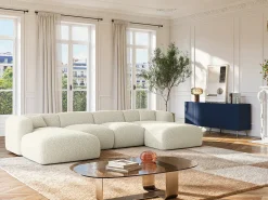 Aparador con 4 puertas de MDF y acero - Azul y dorado - YESINIA