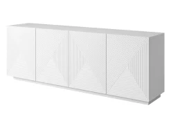 Aparador con 4 puertas en madera laminada blanca 200x43 cm
