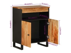 Aparador con 2 puertas madera maciza de acacia 60x33x75 cm