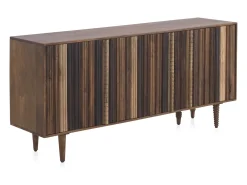 Aparador con 3 puertas multicolor de madera maciza de acacia