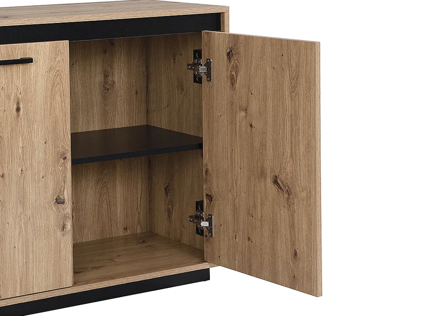 Aparador con 3 puertas y 3 cajones de MDF - Natural y negro - NALAMANE