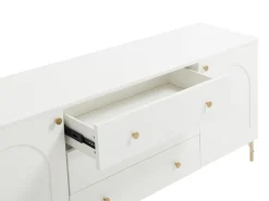 Aparador con 2 puertas y 3 cajones - Blanco y dorado - ALOBARA