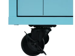 Aparador con 3 puertas y 2 cajones - panel extensible con veta de madera maciza - 5 ruedas / patas de madera maciza - azul