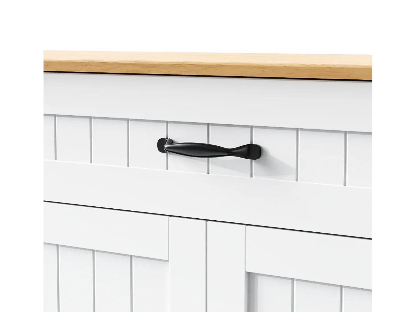 Aparador con 3 puertas y 1 cajón - Madera MDF - Natural y blanco