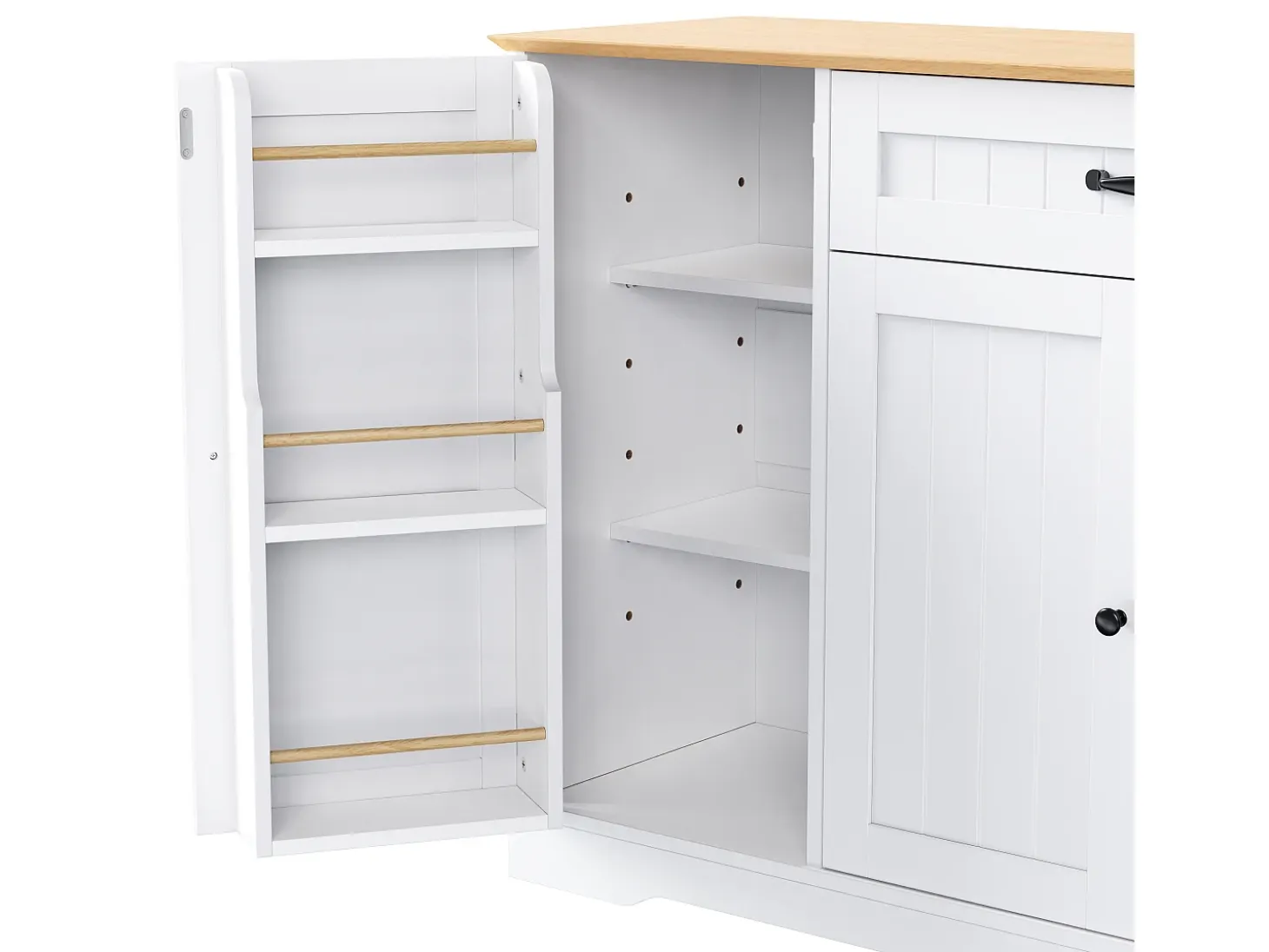 Aparador con 3 puertas y 1 cajón - Madera MDF - Natural y blanco