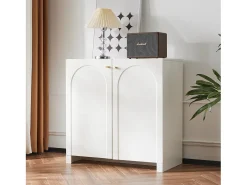 Aparador con 2 puertas y 6 cajones, mueble de almacenaje, diseño moderno, blanco (80x40x80 cm)