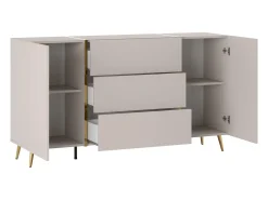 Aparador con 2 puertas y 3 cajones - Beige y Dorado - MARZIALO