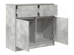 Aparador con cajón gris hormigón 80x34x76 cm madera de ingeniería