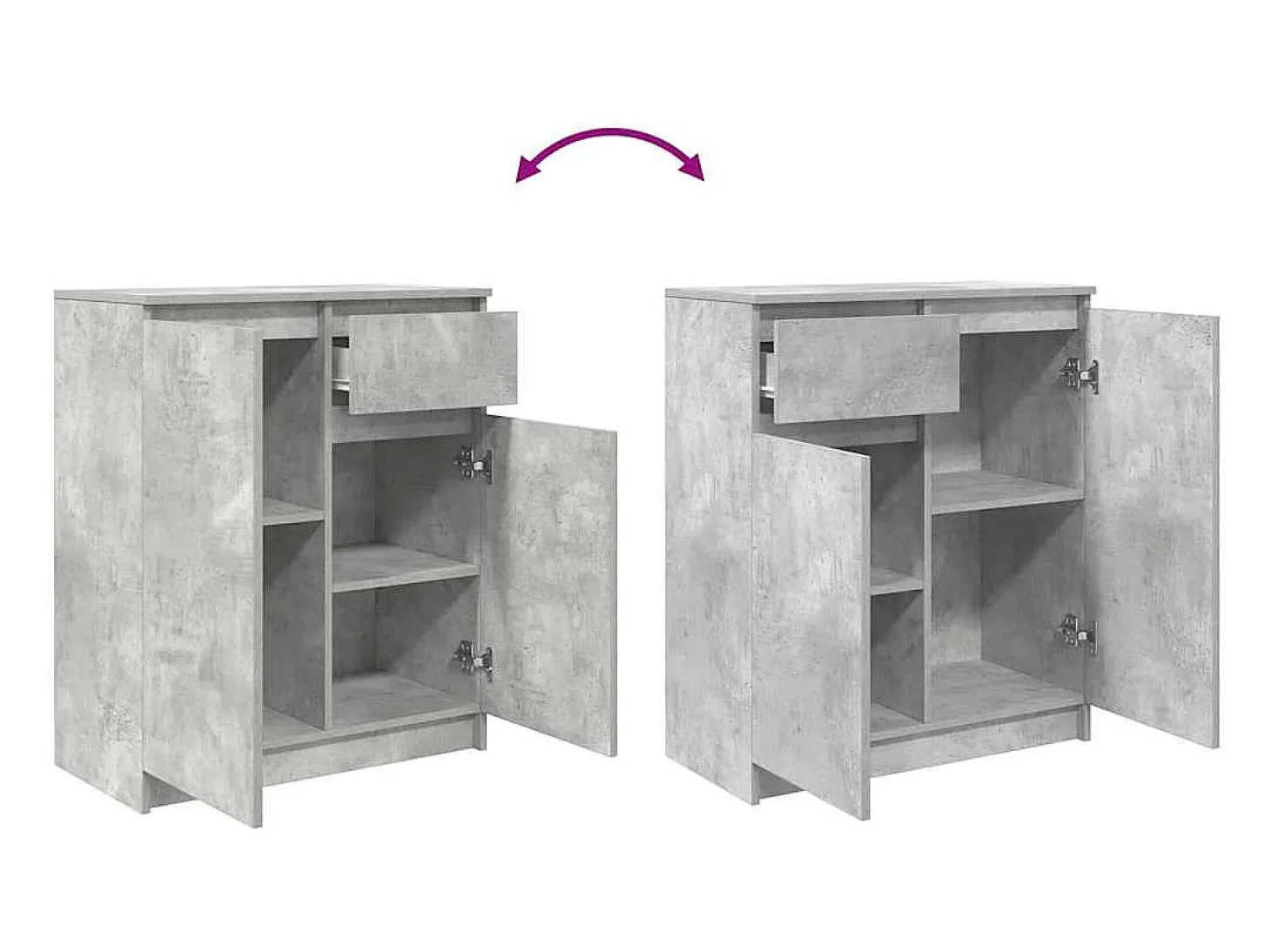 Aparador con cajón gris hormigón 71x35x84 cm madera de ingeniería