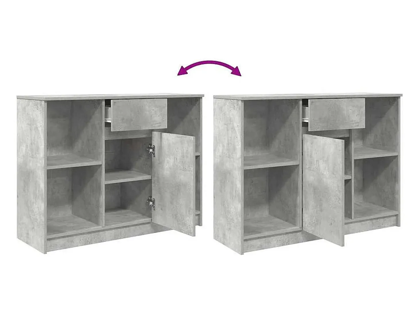 Aparador con cajón gris hormigón 101x35x76 cm madera de ingeniería