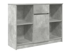 Aparador con cajón gris hormigón 101x35x76 cm madera de ingeniería