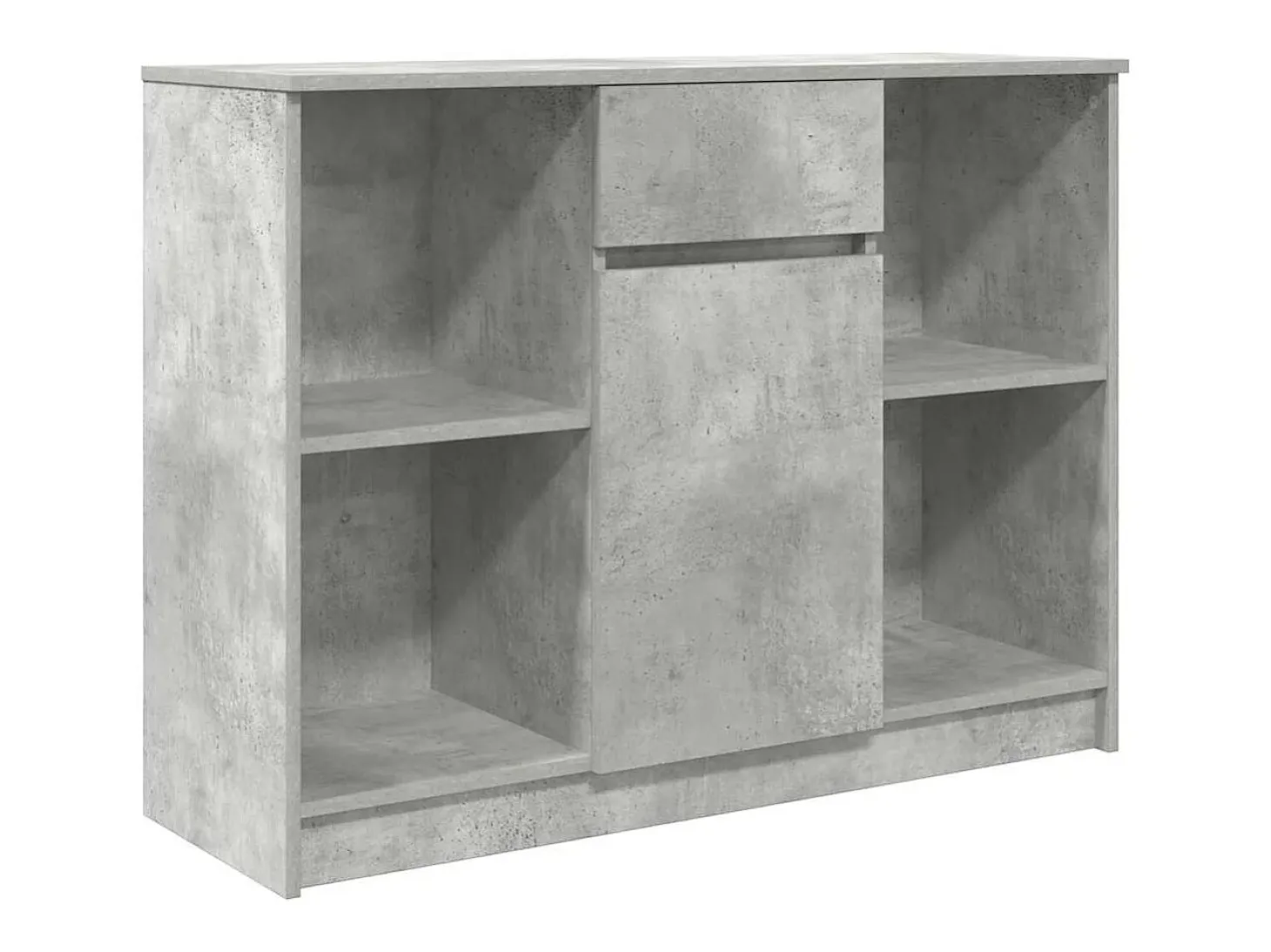 Aparador con cajón gris hormigón 101x35x76 cm madera de ingeniería