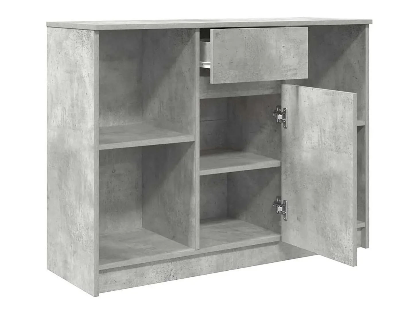 Aparador con cajón gris hormigón 101x35x76 cm madera de ingeniería