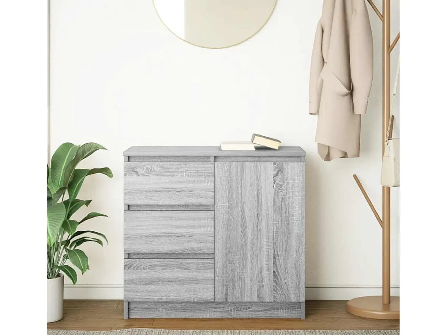 Aparador con cajón gris Sonoma 71x35x65 cm madera de ingeniería