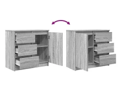 Aparador con cajón gris Sonoma 71x35x65 cm madera de ingeniería