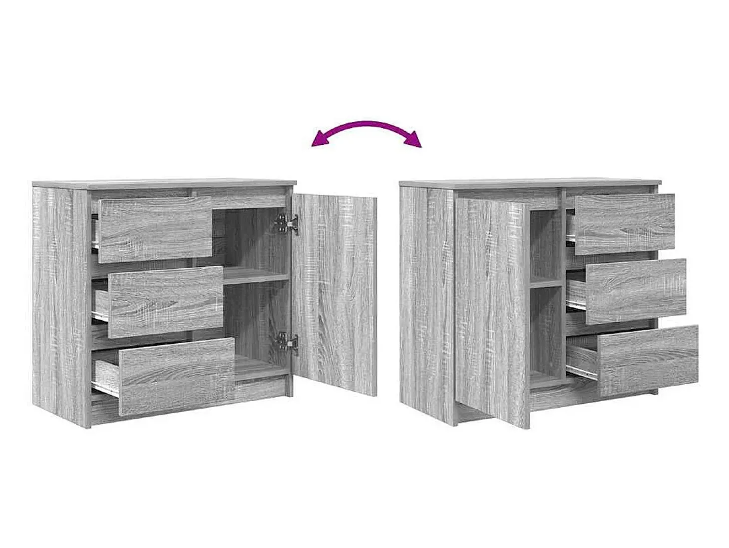 Aparador con cajón gris Sonoma 71x35x65 cm madera de ingeniería
