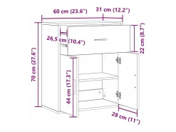 Aparador con cajón Madera vieja 60 x 31 x 70 cm Madera de ingeniería