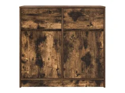 Aparador con cajón roble ahumado 80x34x76 cm madera ingeniería