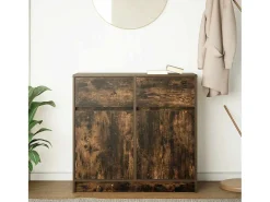 Aparador con cajón roble ahumado 80x34x76 cm madera ingeniería