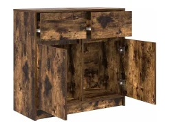 Aparador con cajón roble ahumado 80x34x76 cm madera ingeniería