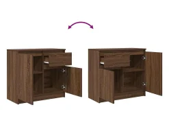 Aparador con cajón roble marrón 71x35x65 cm madera ingeniería