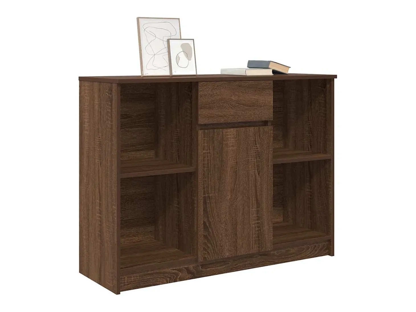 Aparador con cajón roble marrón 101x35x76 cm madera de ingeniería