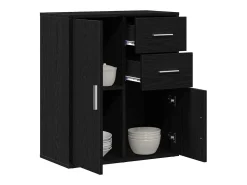 Aparador con cajón Roble negro 60 x 31 x 70 cm Madera de ingeniería