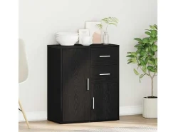 Aparador con cajón Roble negro 60 x 31 x 70 cm Madera de ingeniería