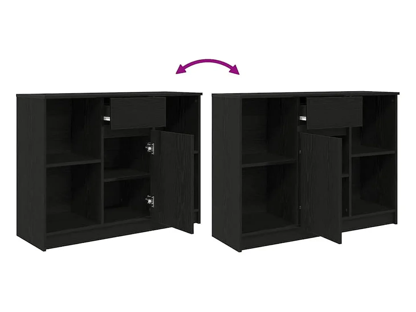 Aparador con cajón roble negro 101x35x76 cm madera ingeniería