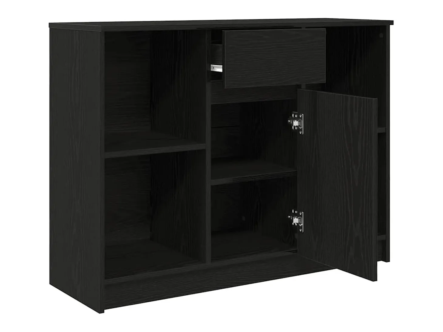 Aparador con cajón roble negro 101x35x76 cm madera ingeniería