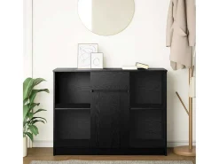 Aparador con cajón roble negro 101x35x76 cm madera ingeniería