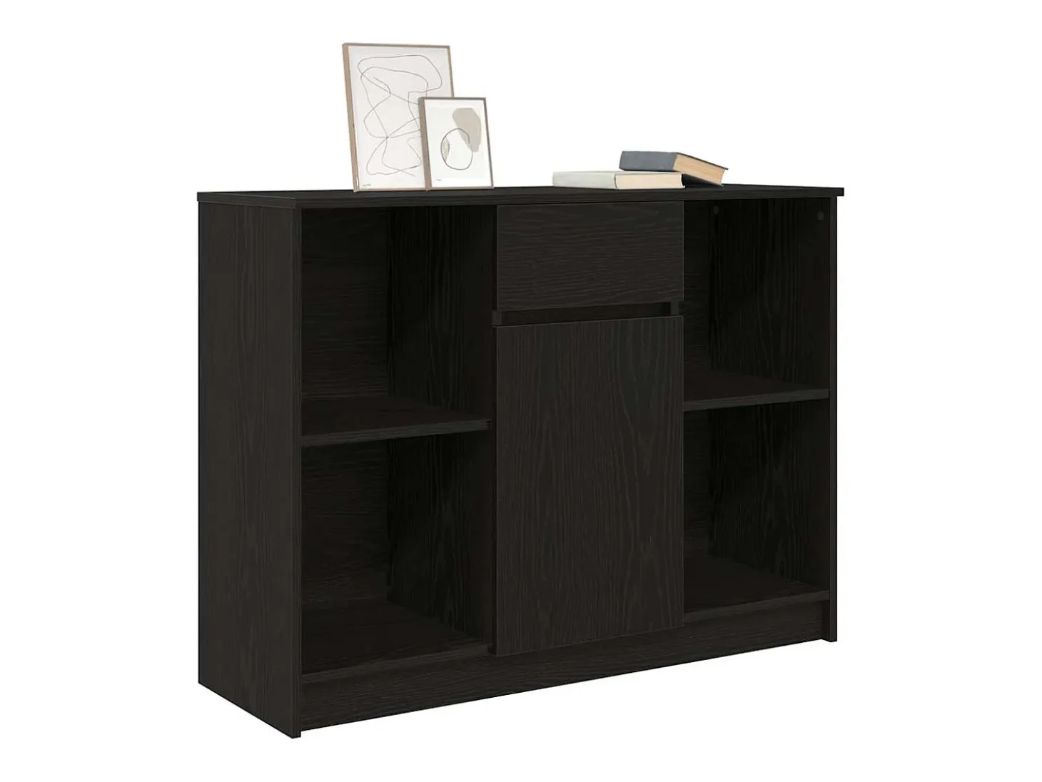 Aparador con cajón roble negro 101x35x76 cm madera ingeniería