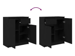 Aparador con cajón roble negro 71x35x84 cm madera de ingeniería