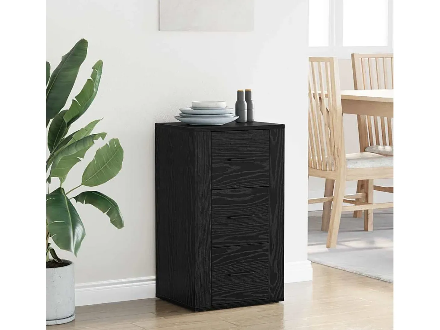 Aparador con cajón Roble negro 40 x 33 x 70 cm Madera de ingeniería