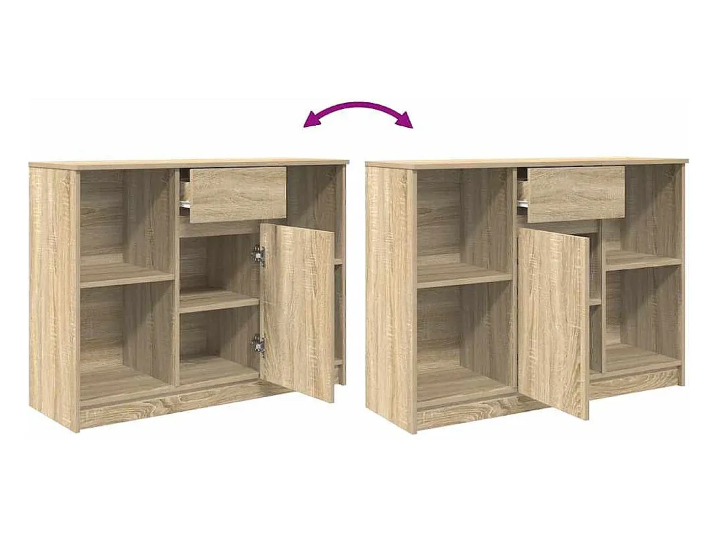 Aparador con cajón roble Sonoma 101x35x76 cm madera ingeniería