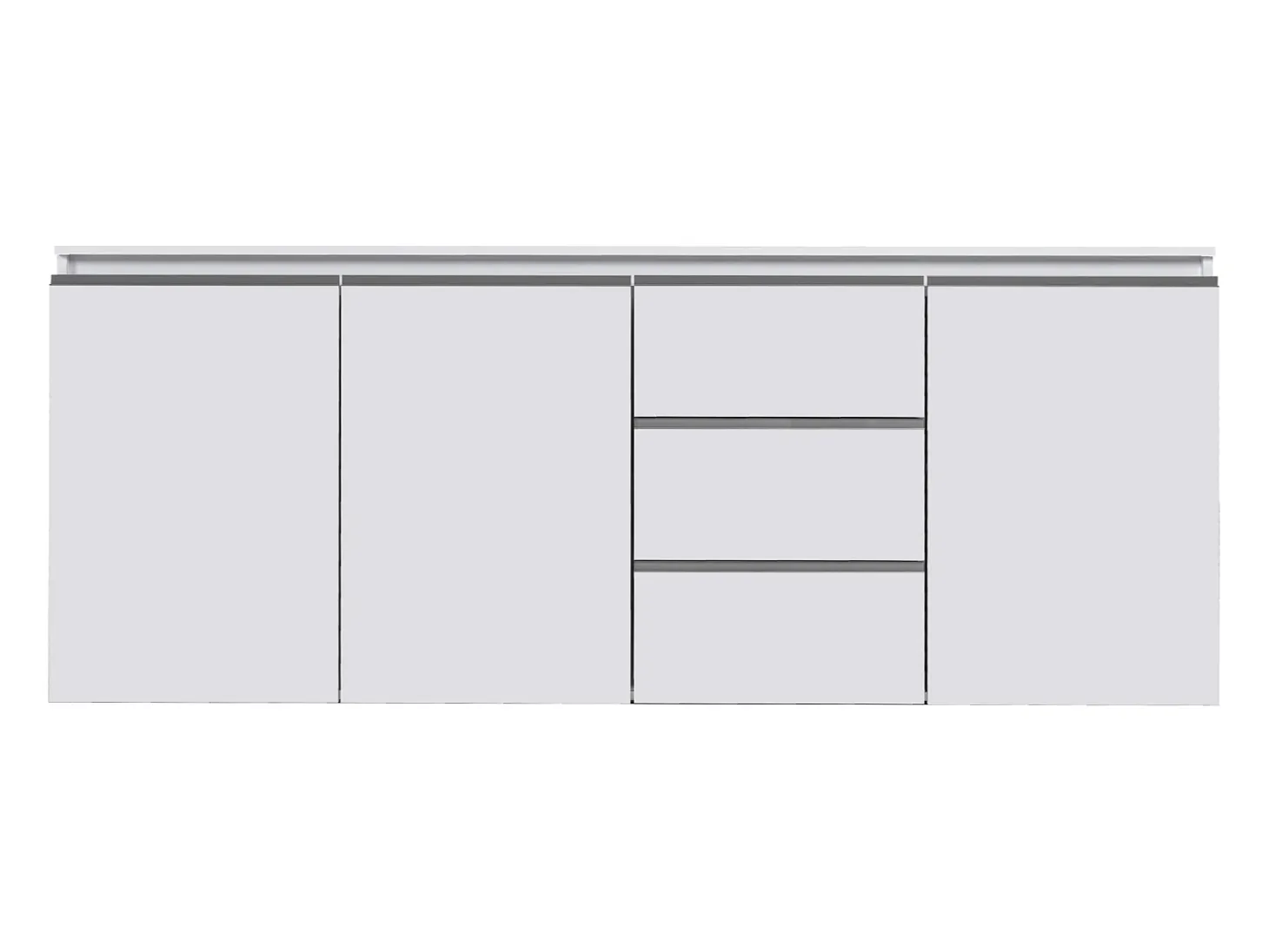 Aparador con cajonera Magic de 3 puertas y 3 cajones blanco brillo 200x40x85 cm