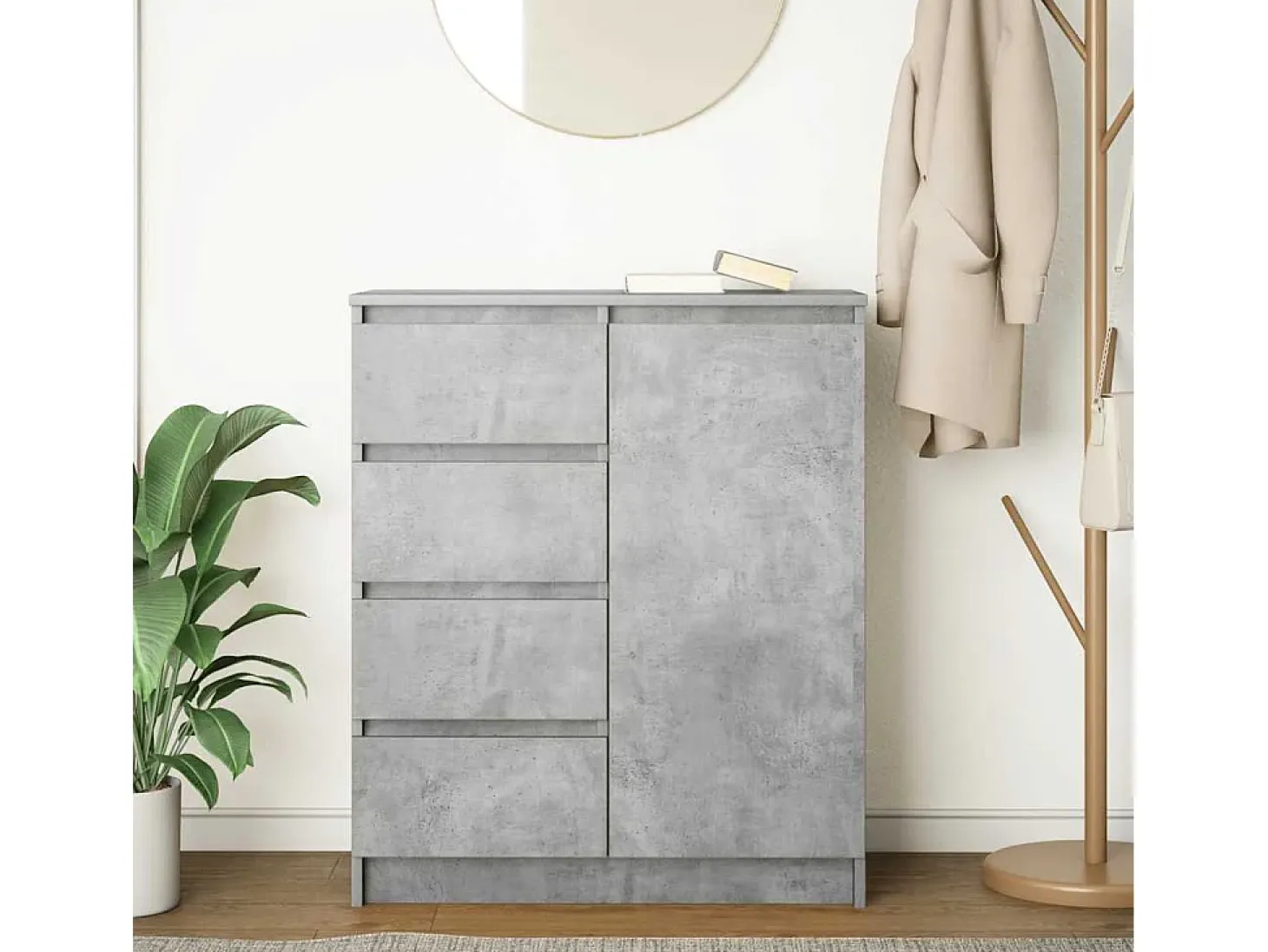 Aparador con cajones gris hormigón 71x35x84cm madera ingeniería