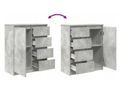 Aparador con cajones gris hormigón 71x35x84cm madera ingeniería