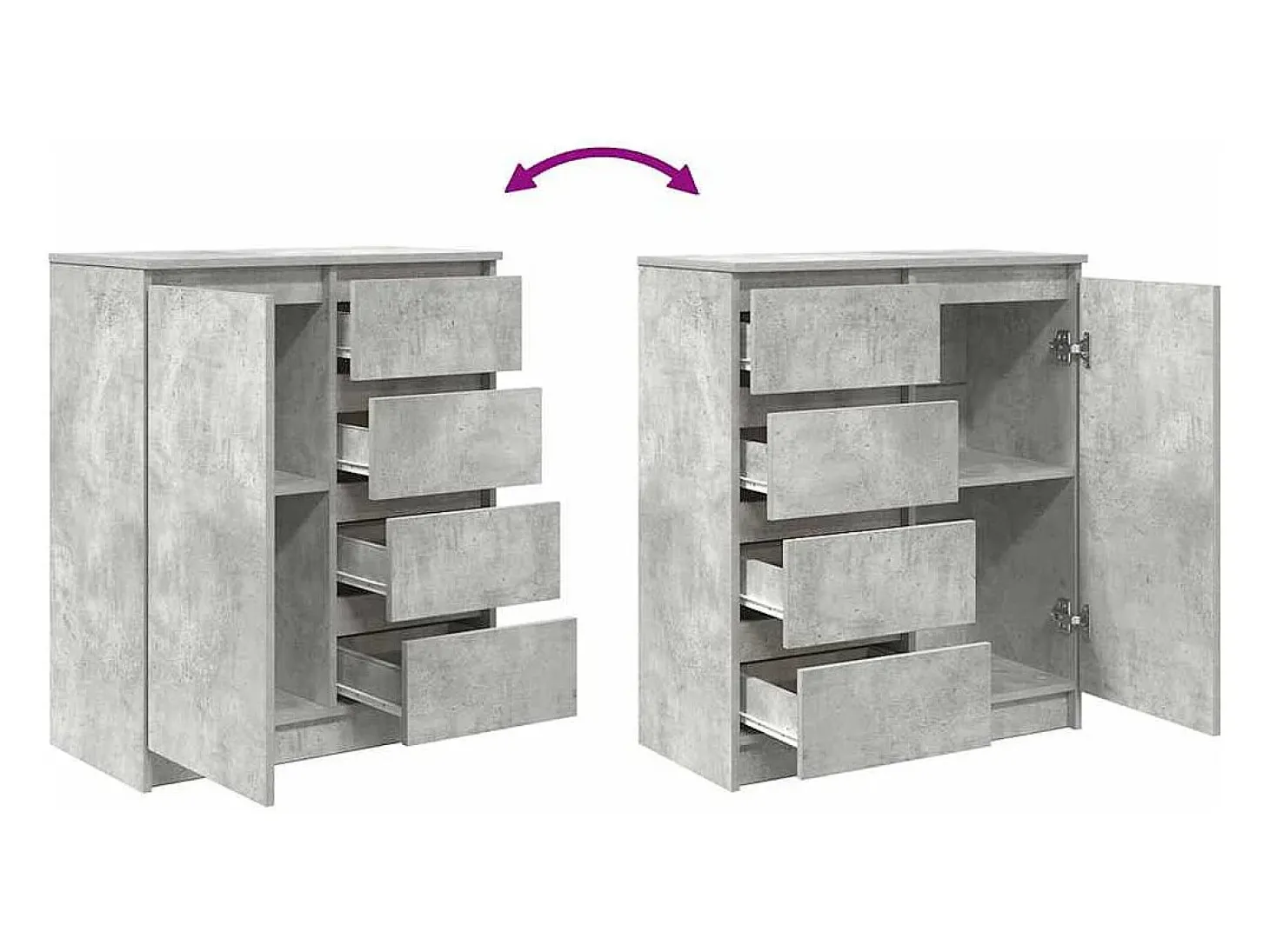 Aparador con cajones gris hormigón 71x35x84cm madera ingeniería