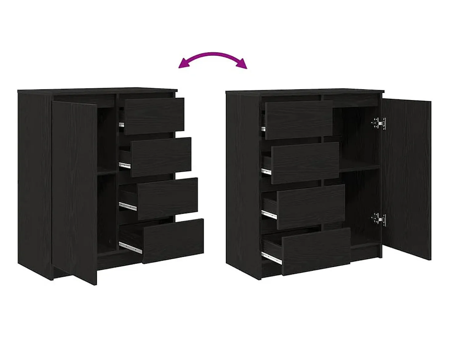 Aparador con cajones roble negro 71x35x84 cm madera de ingeniería
