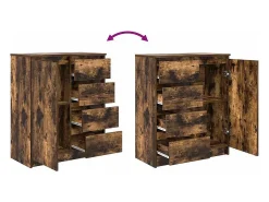 Aparador con cajones roble ahumado 71x35x84cm madera ingeniería